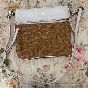 kate spade White and Brown Woven Front Crossbody Bag